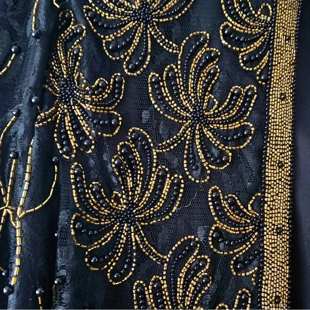 LAURENCE KAZAR XL Black Gold Beaded Jacket Blazer Evening Holiday Cocktail Top - Picture 13 of 13